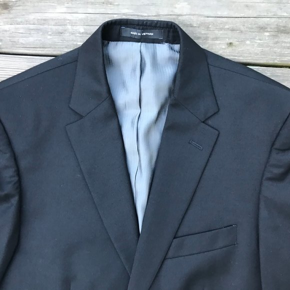 Kenneth Cole Men Blazer Black Wool Slim Fit Sport - Picture 2 of 8